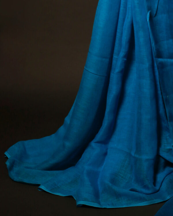 Sapphire Symphony Blue Textured Linen Shaded Saree