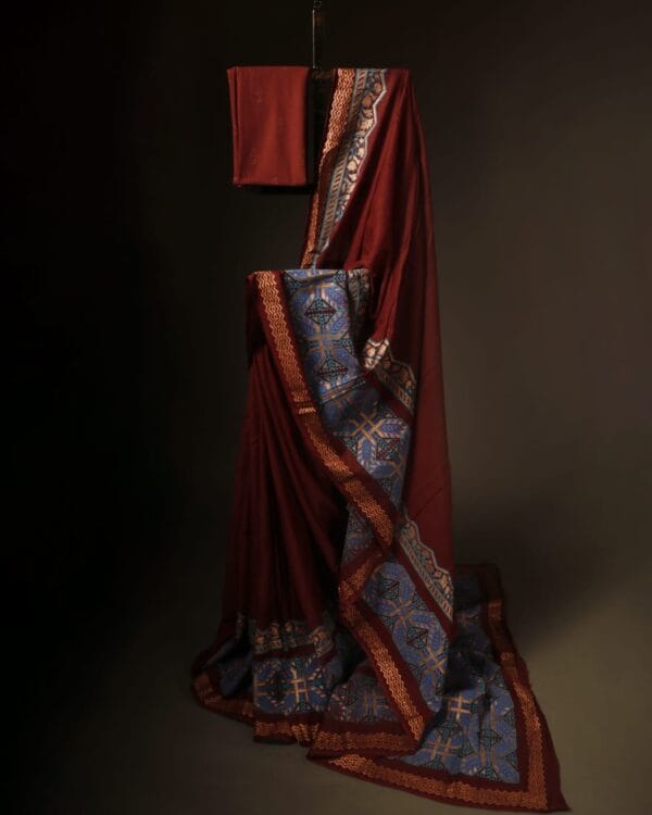 Maroon_With_Printed_Kota_Cotton_Saree Maroon With Printed Kota Cotton Saree, Full size