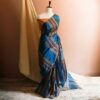 Pure Handloom Peacock Blue Silk Cotton Saree