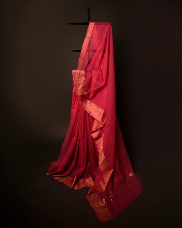 Pink_Petal_Pink_Kota_Cotton_Zari_Plain_Saree Pink Petal Pink Kota Cotton Zari Plain Saree, Full size 1
