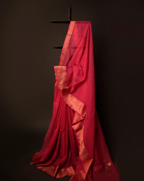 Pink_Petal_Pink_Kota_Cotton_Zari_Plain_Saree_2 Pink Petal Pink Kota Cotton Zari Plain Saree, Full size 2