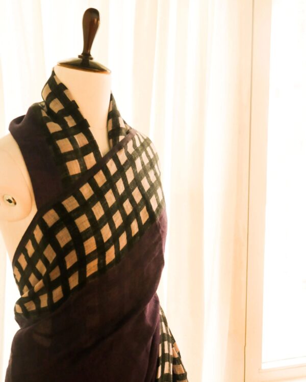 Pure-Handloom-Brown-Linen-Silk-Saree-3_jpg Pure Handloom Purple Linen Saree