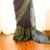 Pure Handloom Burgundy Linen Saree