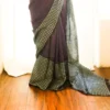 Pure Handloom Burgundy Linen Saree