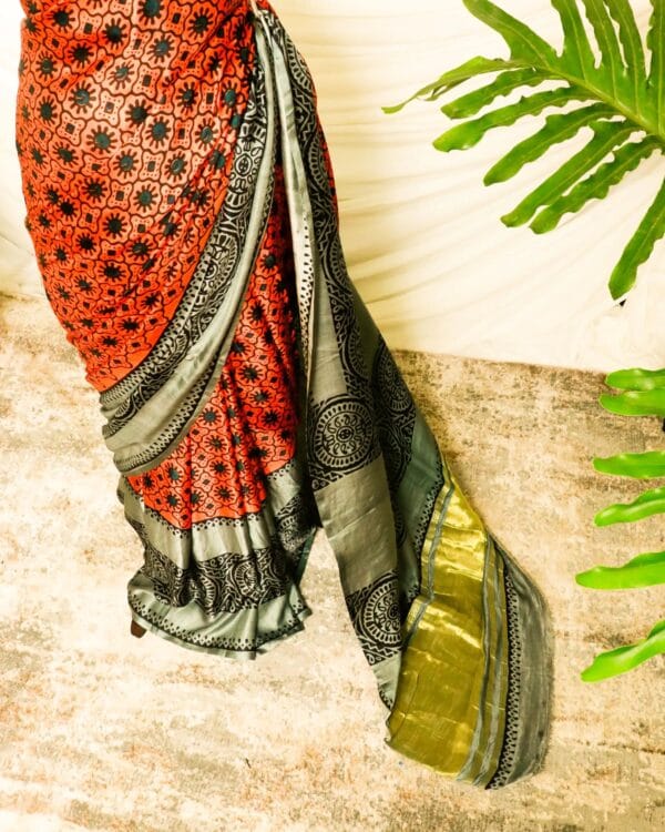 Pure Handloom Candy Red Gaji Silk Saree