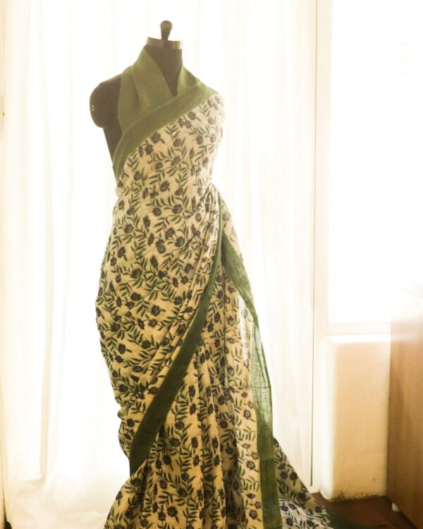 Pure-Handloom-Olive-Green-Linen-Silk-Saree-1_jpg Pure Handloom Olive Green Designer linen sarees