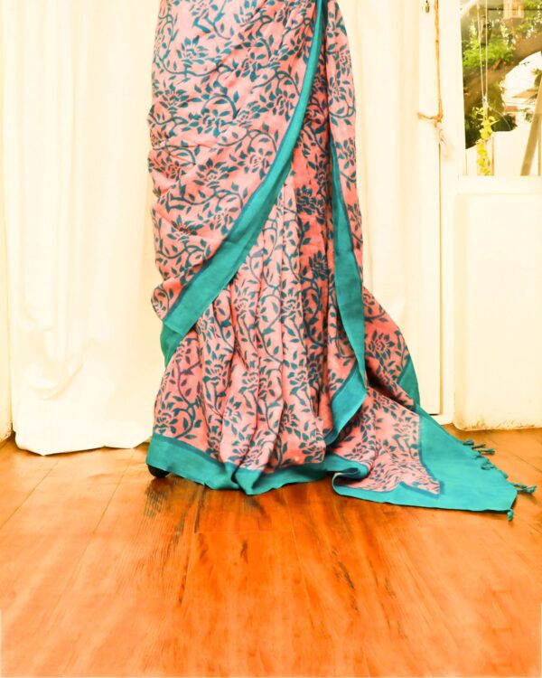 Pure-Handloom-Peach-with-Skyblue-Linen-Silk-Saree-2_jpg Pure Handloom Peach with Skyblue Linen Saree