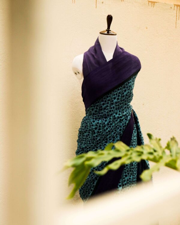 Pure-Handloom-Sky-Blue-with-Violet-Linen-Silk-Saree-2 Pure Handloom Sky Blue with Violet Linen Saree
