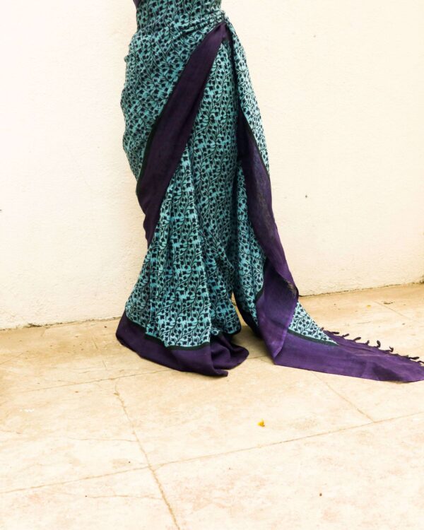 Pure-Handloom-Sky-Blue-with-Violet-Linen-Silk-Saree-5-1 Pure Handloom Sky Blue with Violet Linen Saree