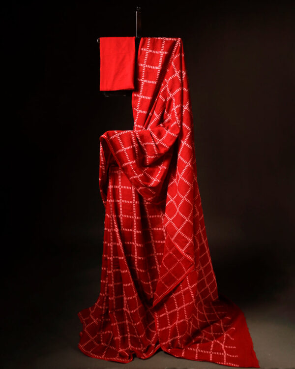 Red_with_white_checked_Kota_Cotton_Saree Red with white checked Kota Cotton Saree, full details