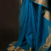 Sapphire Simplicity Blue Kota Cotton Zari Plain Saree, Bottom close up