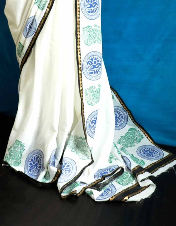 dfghesrah-5 White Mul Cotton saree
