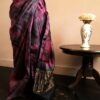 dgftjxj-1 Pure Handloom Tie and Dyed Line Tussar Silk Saree