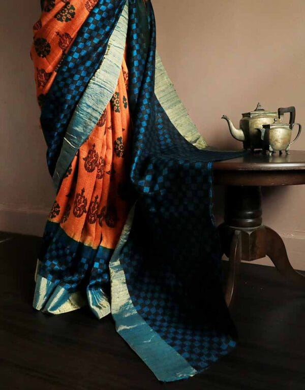 dryjdcfr-1 Pure Duppion Silk Saree