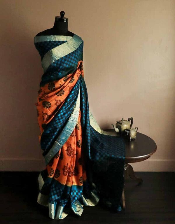 dryjdcfr-2 Pure Duppion Silk Saree