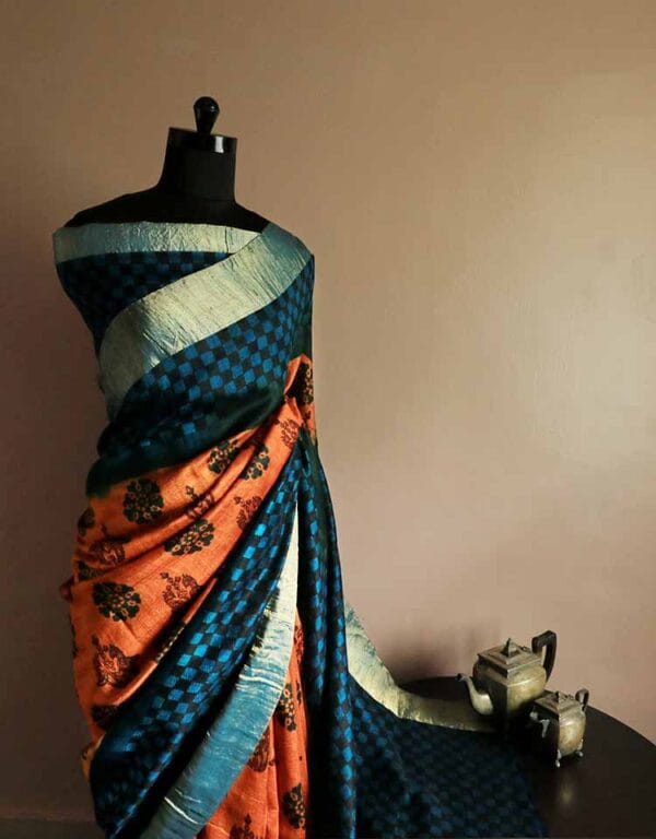 dryjdcfr-3 Pure Duppion Silk Saree