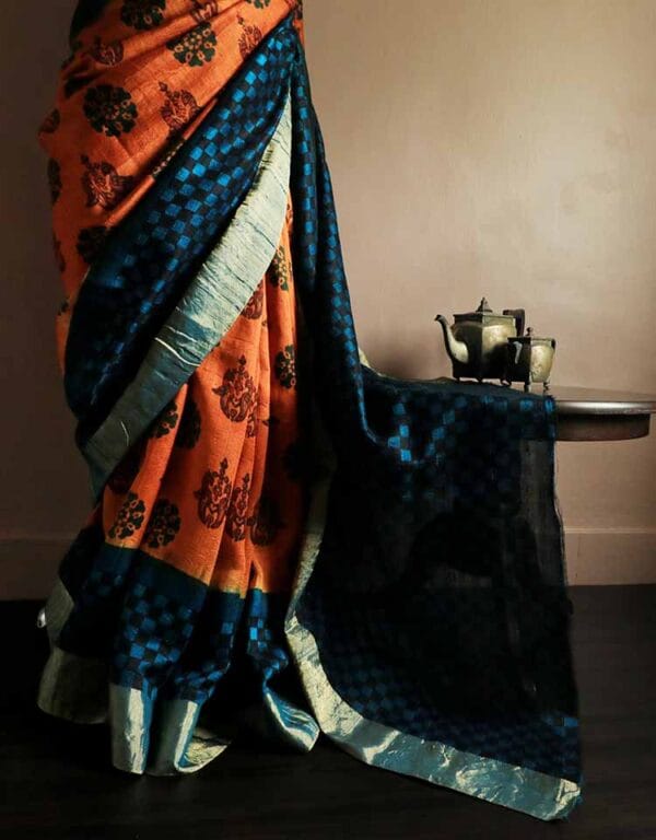 dryjdcfr-4 Pure Duppion Silk Saree