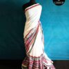 dyhsxedy-1 White Hand Block Printed Pure Mul Cotton Saree