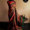 eazrhyz-1 Pure Handloom Emerald Green and Orange Silk Cotton Saree