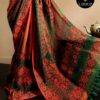 eazrhyz-5 Pure Handloom Emerald Green and Orange Silk Cotton Saree