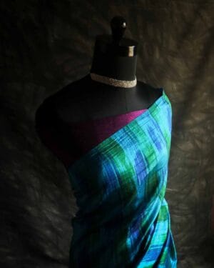 ftyujk-1 Pure Designer Raw Silk hand dyed saree