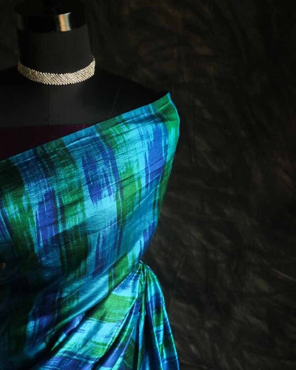 ftyujk-2 Pure Designer Raw Silk hand dyed saree