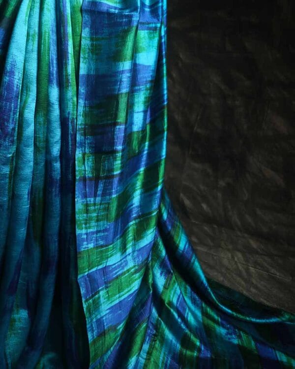 ftyujk-4 Pure Designer Raw Silk hand dyed saree