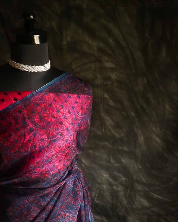 fxgj-3 Pure Purple Handloom Organza Silk Saree