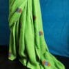 gjhkkgc-1 Hand Block Pigment Printed Pure Linen Saree