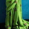 gjhkkgc-4 Hand Block Pigment Printed Pure Linen Saree