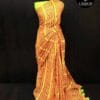 kizede-1 Orange Hand Block Printed Mul Cotton Saree