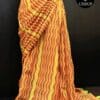 kizede-3 Orange Hand Block Printed Mul Cotton Saree