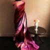 rdytjudr-2 Pure Hand Block Printed Magenta with Black Duppion Silk Sarees