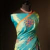 Pure blue with orange color Silk Cotton Saree