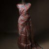 Pure Handloom Brown with blue Organza Silk Saree