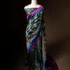 Pastel Light Green Multicolor Printed Pure Raw Silk Saree