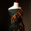 Harmony in Nature Green and Orange Handloom Silk Cotton Saree