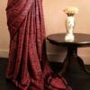 rn-image_picker_lib_temp_315f06ff-6d7a-4d7e-9c4b-4eac61f41c72 Pure Hand Block Printed Maroon Desi Tussar Silk Saree