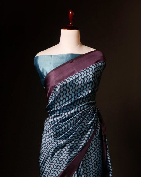 rn-image_picker_lib_temp_382fc5a6-71bc-4c44-9489-094c282968d6 Pure Hand block Blue and black Raw Silk saree