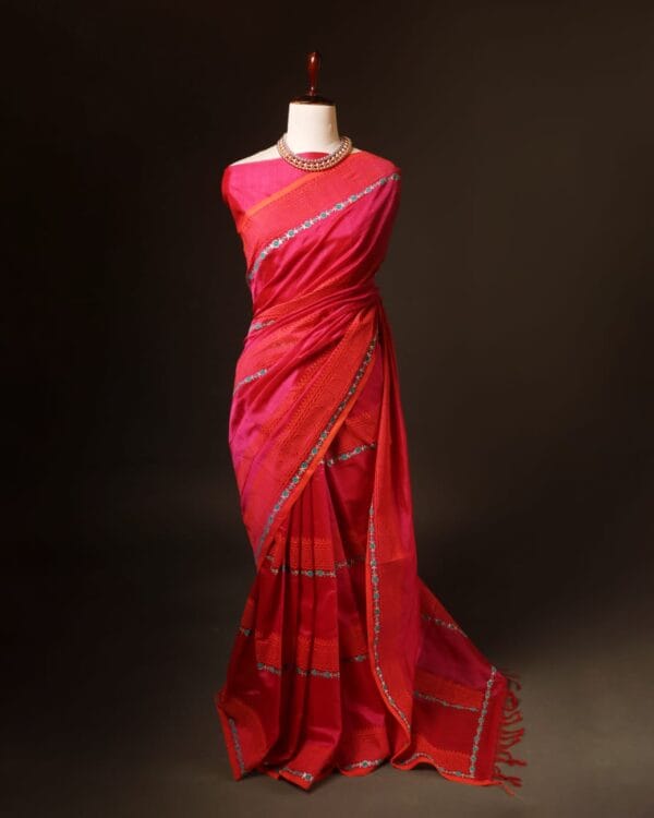 rn-image_picker_lib_temp_3884f9cb-6d4c-46ca-bbb4-4138c43050a5 Pinkish Red Silk Cotton Saree