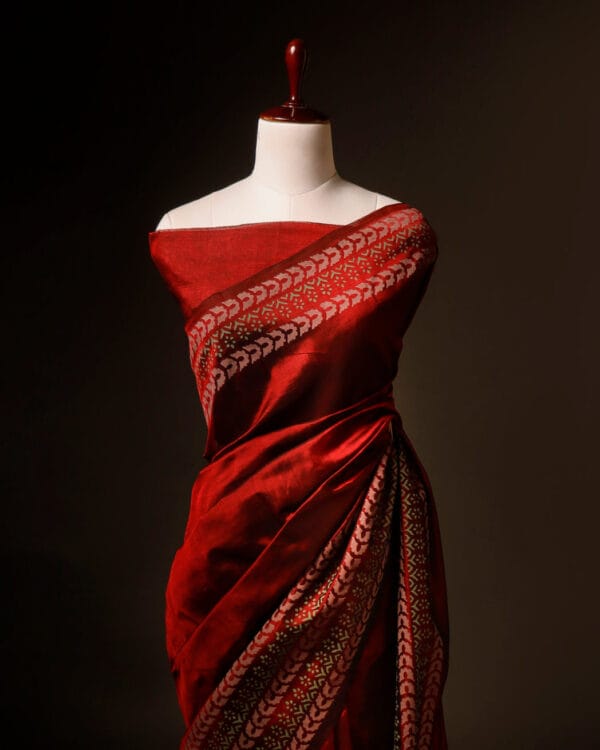 Maroon Handloom Silk Cotton Saree