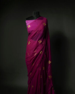 Purple Printed Chiffon Silk Saree