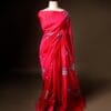 Pink with blue color Printed Silk Cotton Saree