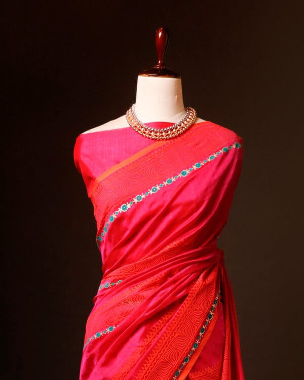 rn-image_picker_lib_temp_5ad987d5-c6c9-4a71-9884-0669a5978725 Pinkish Red Silk Cotton Saree