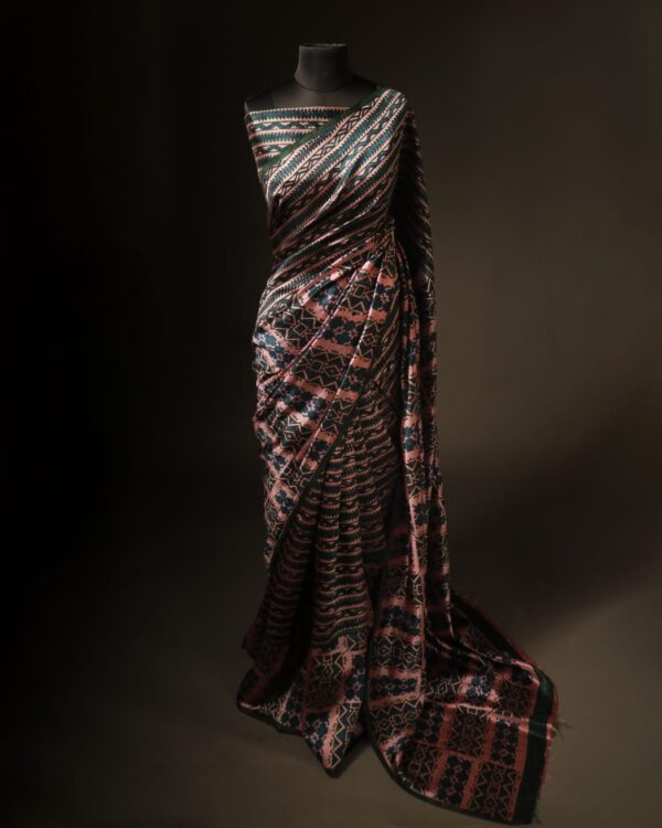 rn-image_picker_lib_temp_6109b8fa-7e95-4cb8-8948-345cf13b52b8 Sage Serenity Green and Beige Printed Pure Raw Silk Saree