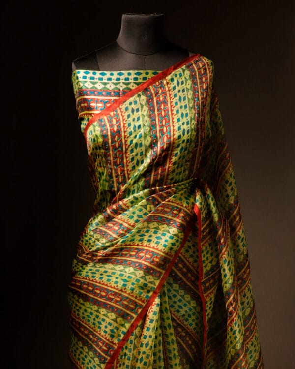 rn-image_picker_lib_temp_619b2ead-019f-4a83-9211-8691627197c9 Mint Mirage Light Green Striped Pure Organza Silk Saree
