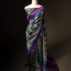 Pastel Light Green Multicolor Printed Pure Raw Silk Saree