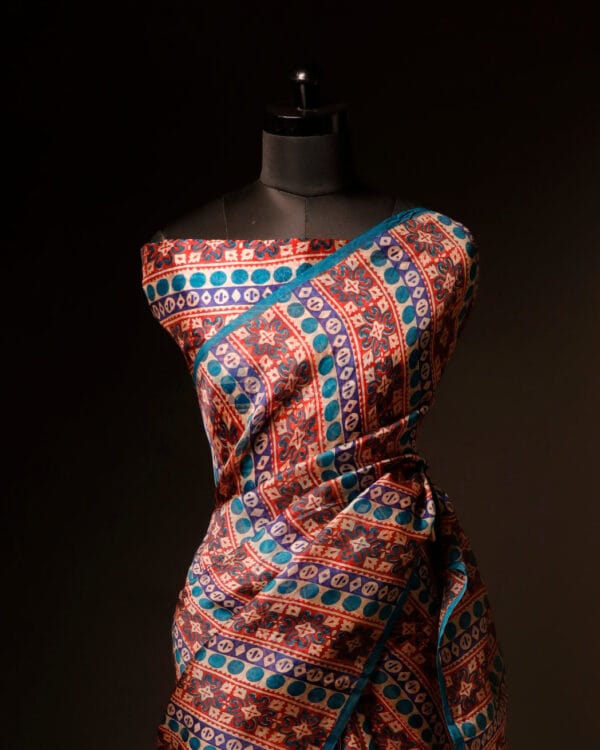 Pure Handloom Brown with blue Organza Silk Saree