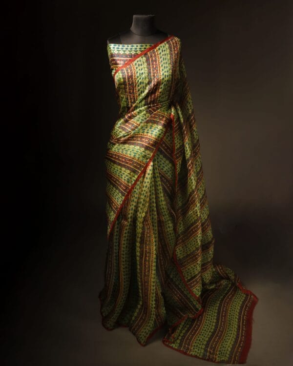 rn-image_picker_lib_temp_7c5ee781-2309-40bf-9015-169f57f71316 Mint Mirage Light Green Striped Pure Organza Silk Saree