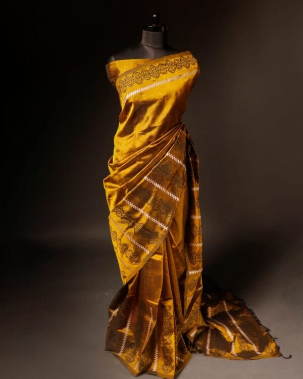 rn-image_picker_lib_temp_83d500ff-fbc0-4848-a3e1-9b9db2ae9204 Greenish Gold Colour Silk Cotton Saree